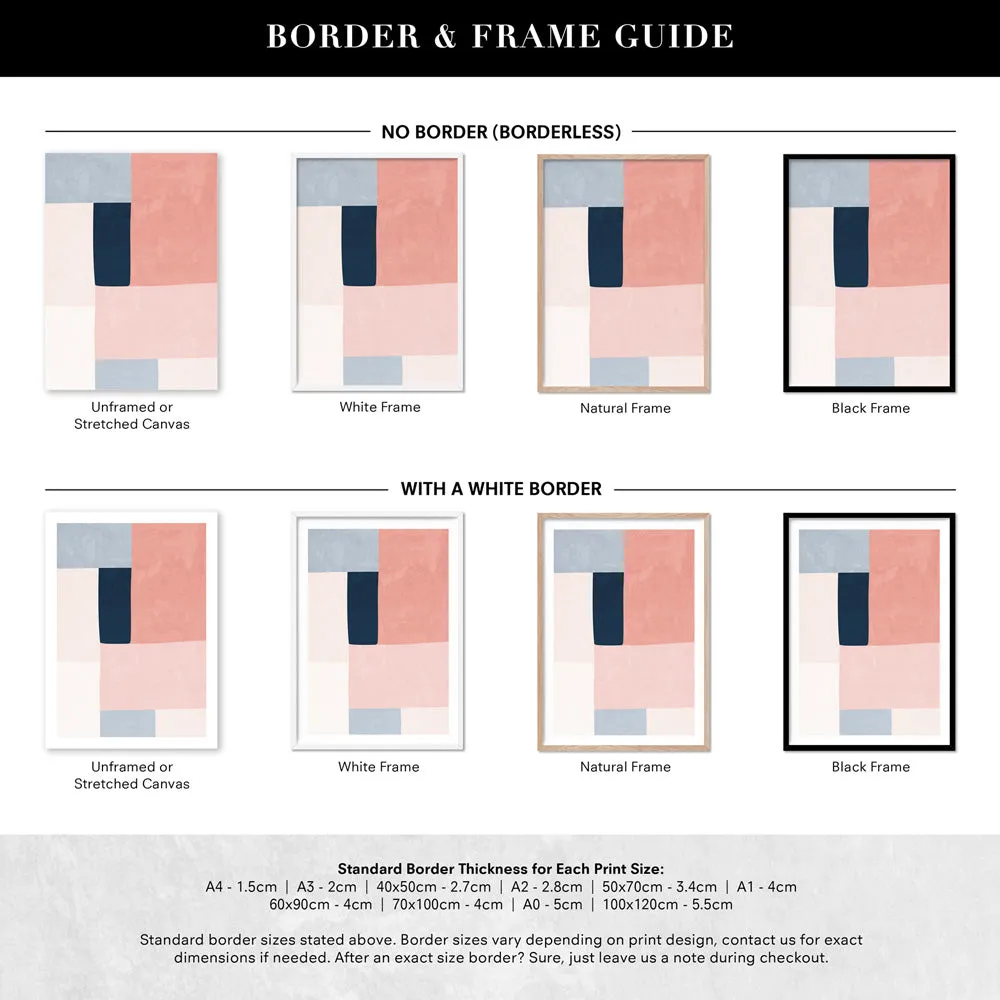 Abstract Blocks | Indigo & Blush II - Art Print