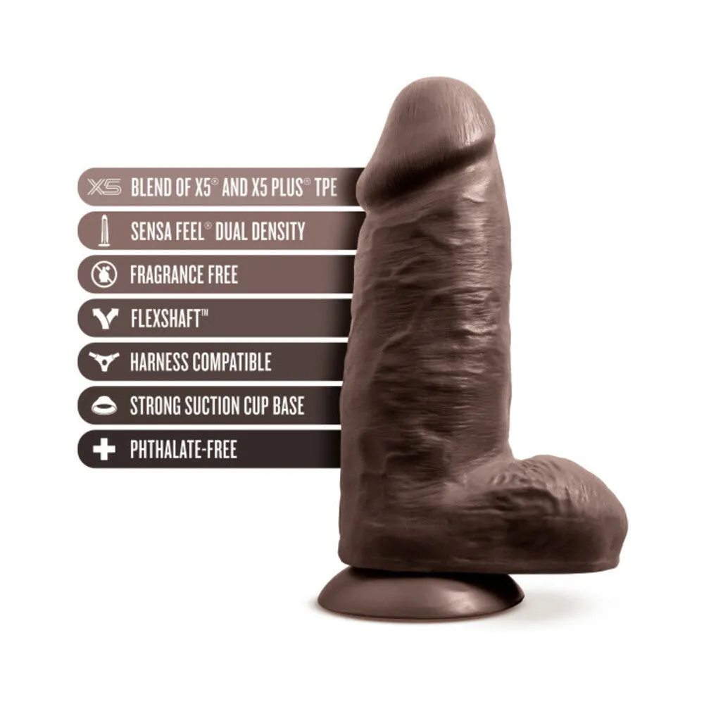 Au Naturel Chub 10 in. Posable Dual Density Dildo with Balls Brown