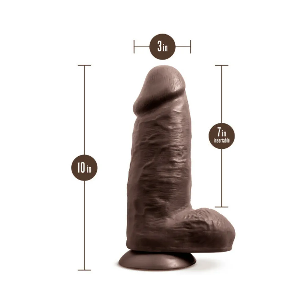 Au Naturel Chub 10 in. Posable Dual Density Dildo with Balls Brown
