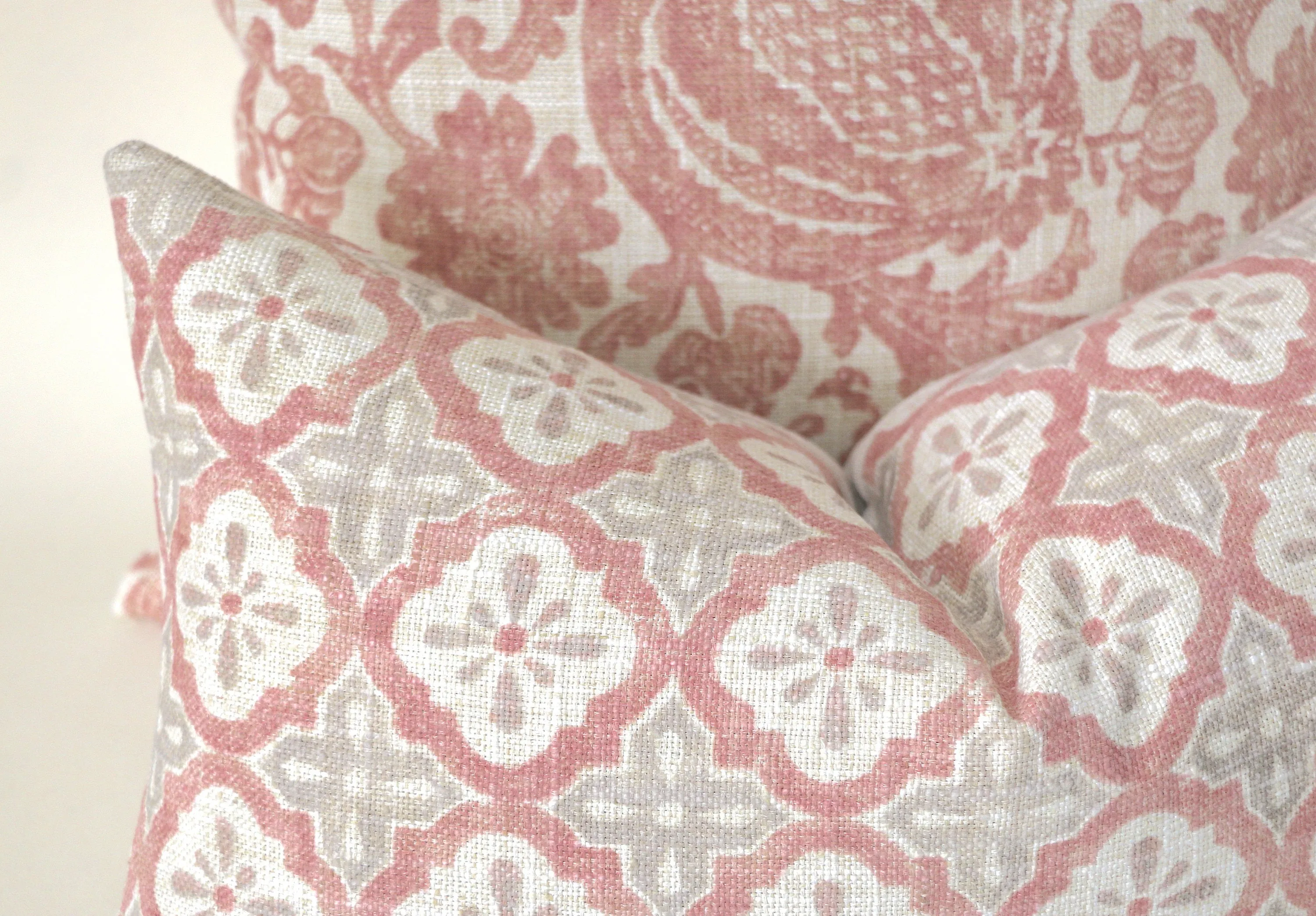 Batik Blush Pillow / Blush 22x22 / 22x22 Cushion Cover / 22x22 Pink Pillow Cover / Cream 22x22 Blush / 22x22 Sofa Pillow Cover