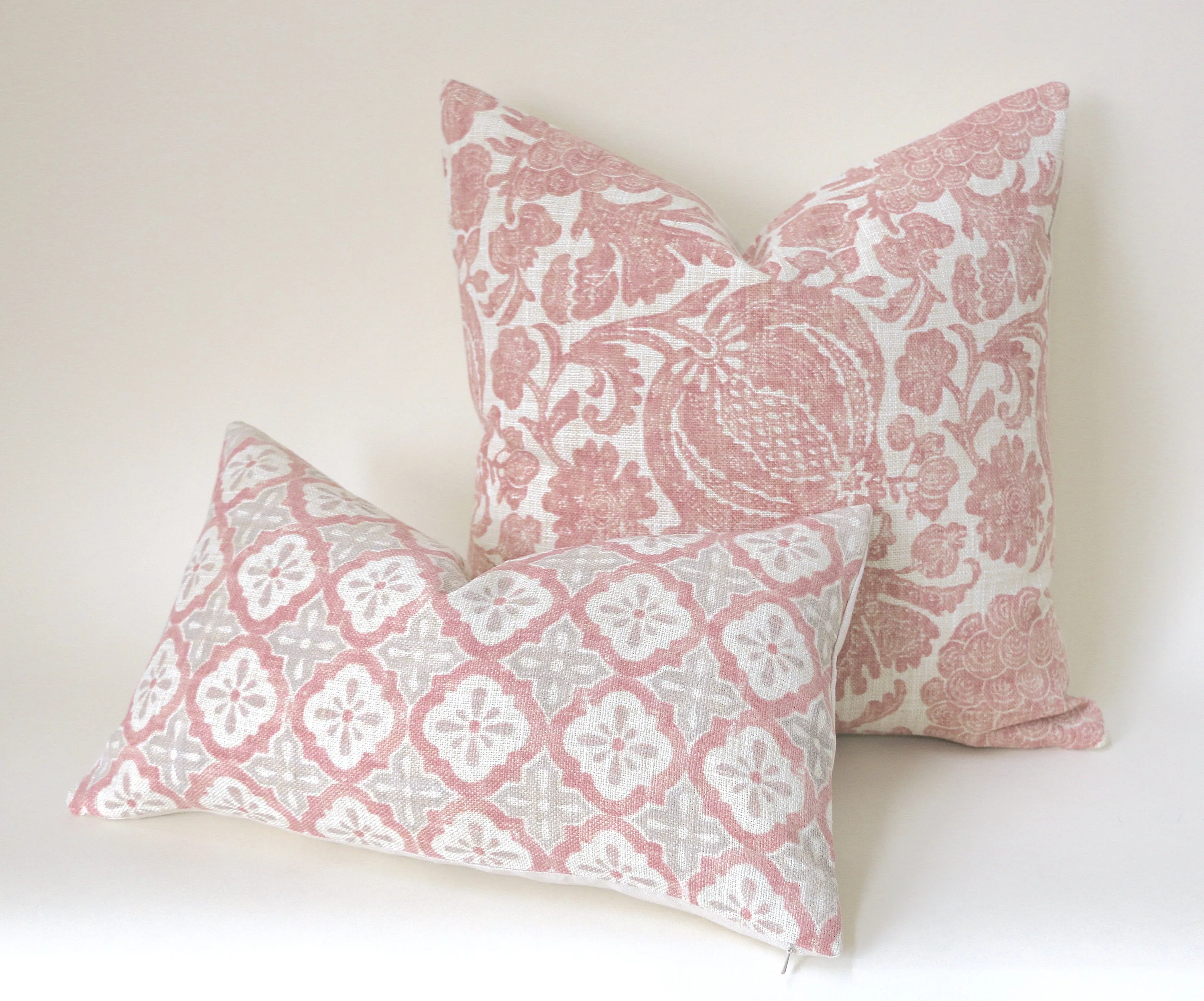 Batik Blush Pillow / Blush 22x22 / 22x22 Cushion Cover / 22x22 Pink Pillow Cover / Cream 22x22 Blush / 22x22 Sofa Pillow Cover