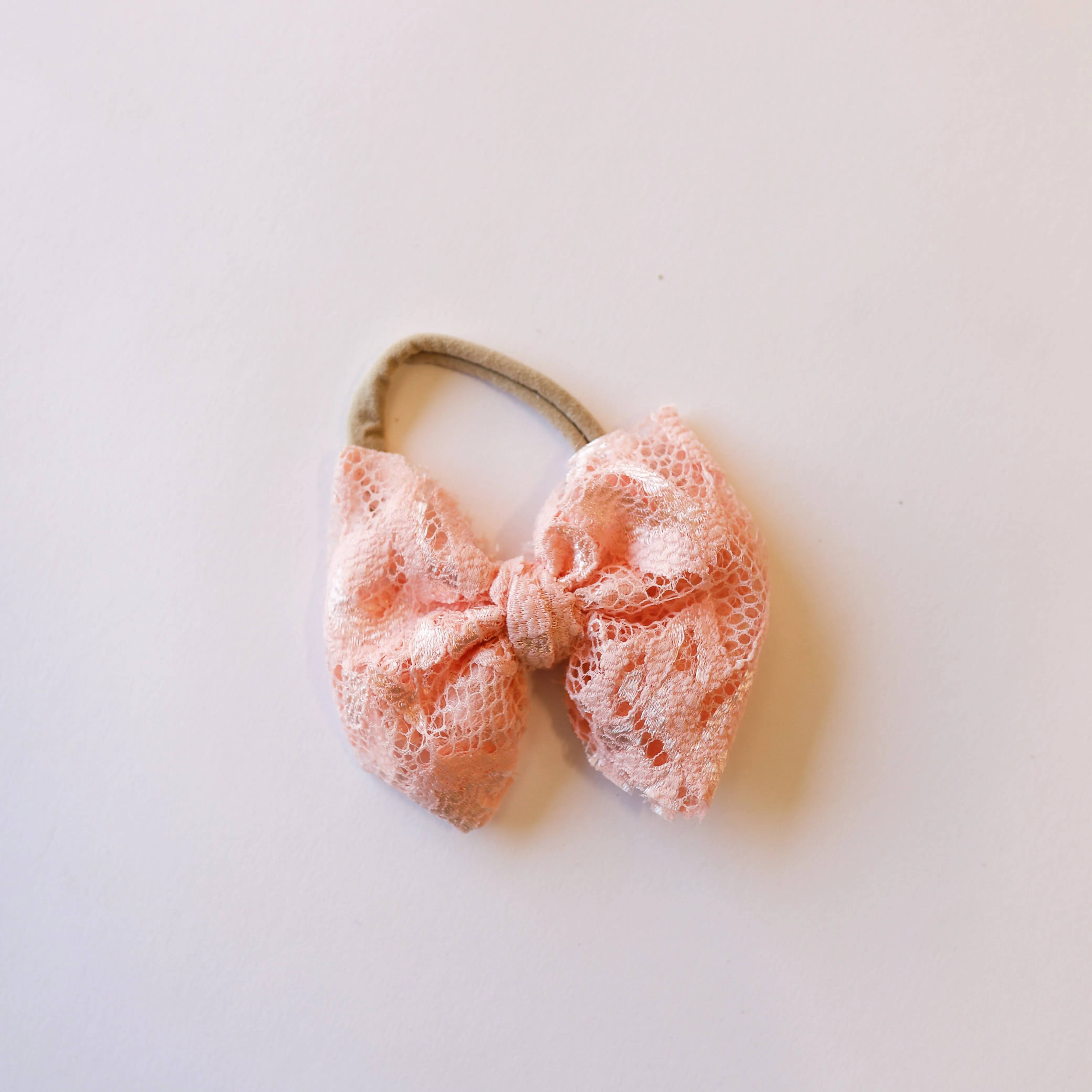 Blush Lace Big   Skinny Bow