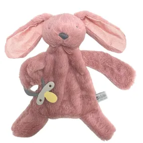 Bunny Comforter with Dummy Holder - Blush with Stripe ears - 30cm