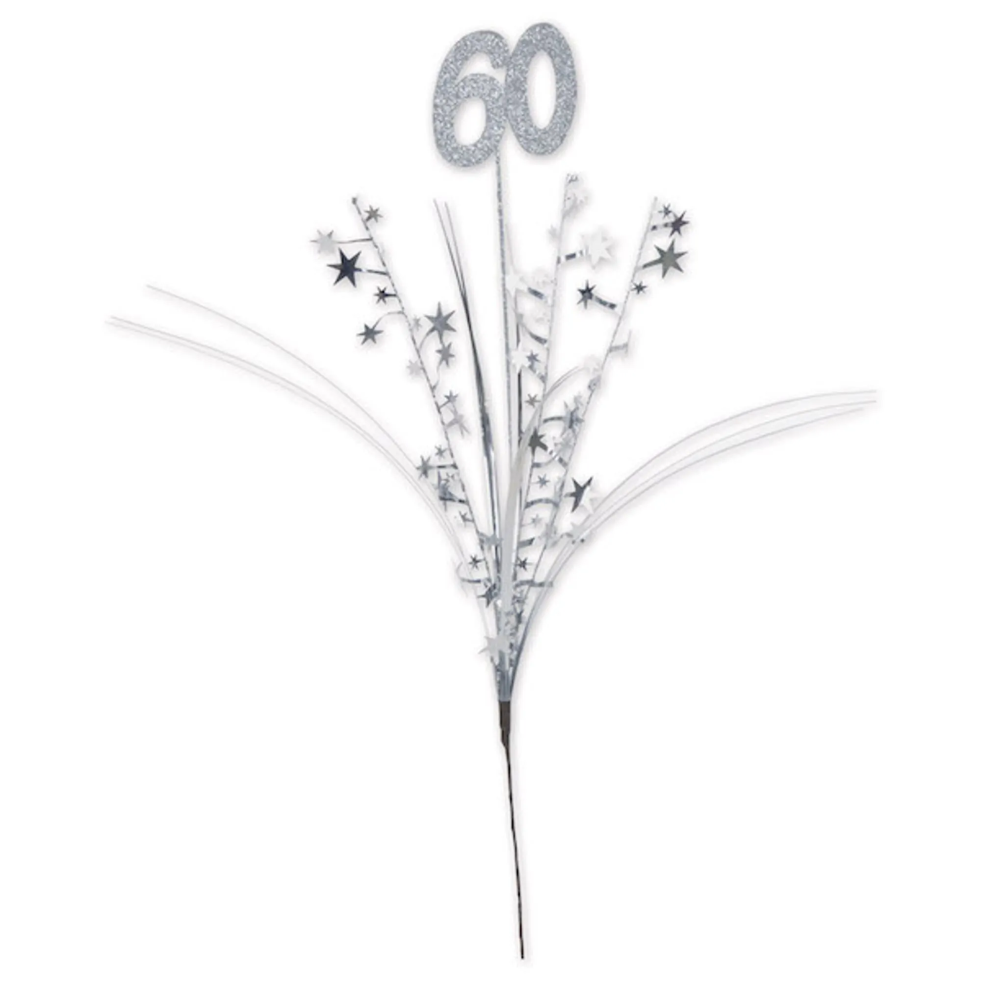 Glittered "60" Metallic Star Spray Silver Shine (3/Pk)