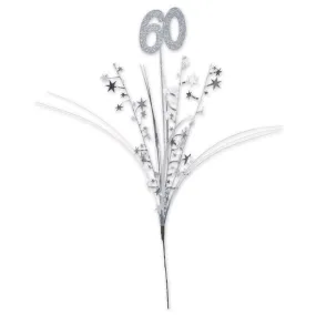 Glittered "60" Metallic Star Spray Silver Shine (3/Pk)