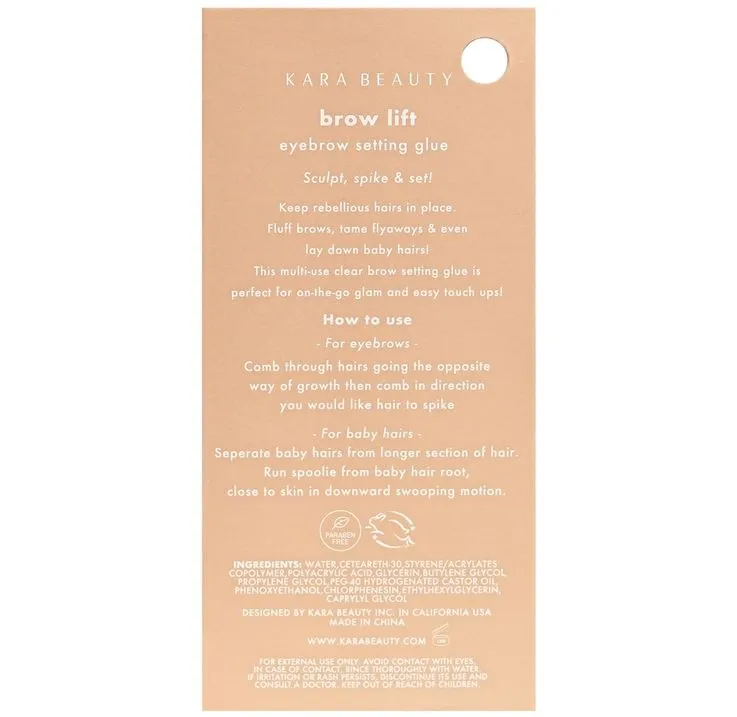 Kara Brow Lift Clear Eyebrow Setting Glue - Vegan