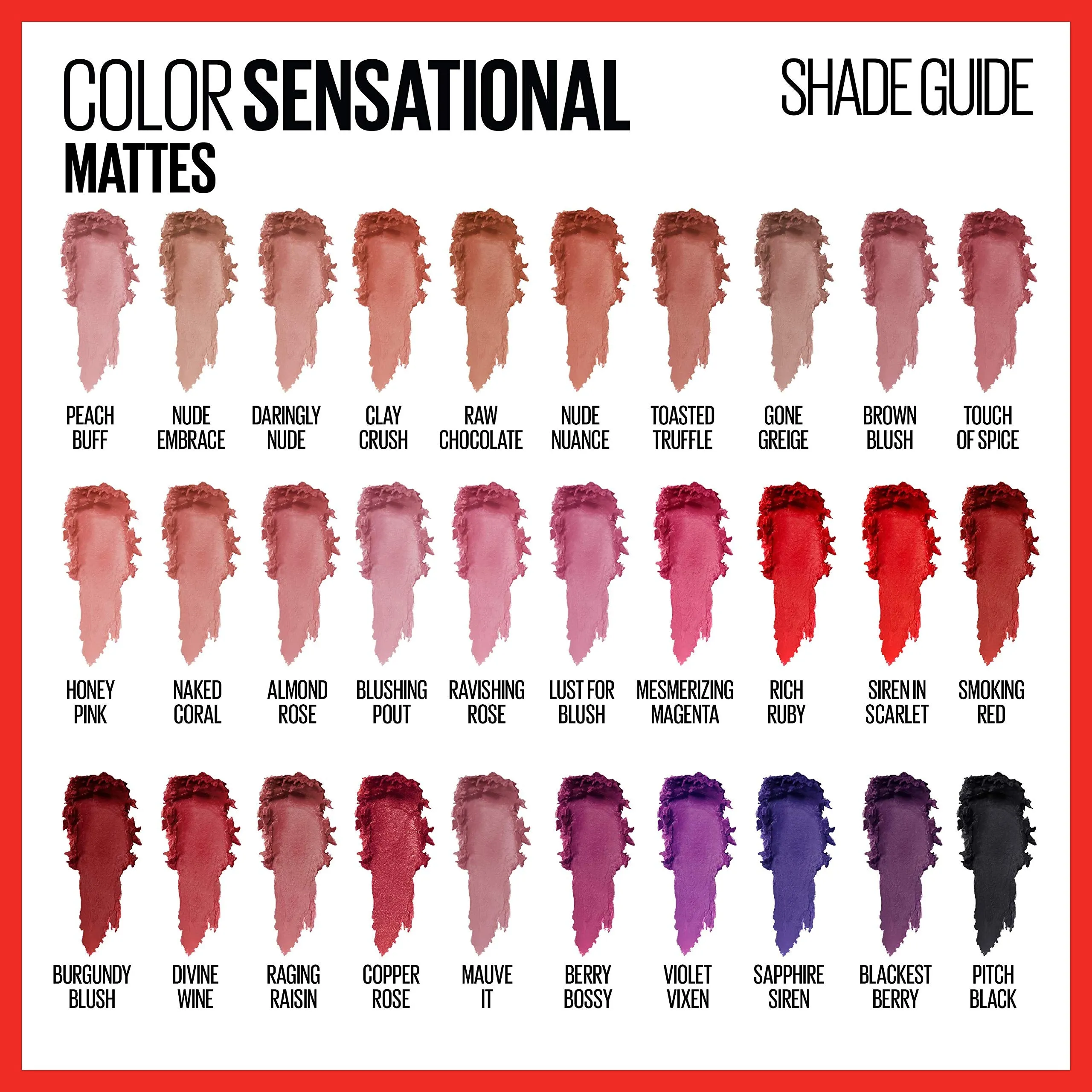 Maybelline Color Sensational Lipstick, Lip Makeup, Matte Finish, Hydrating Lipstick, Nude, Pink, Red, Plum Lip Color, Peach Buff, 0.15 oz; (Packaging May Vary)