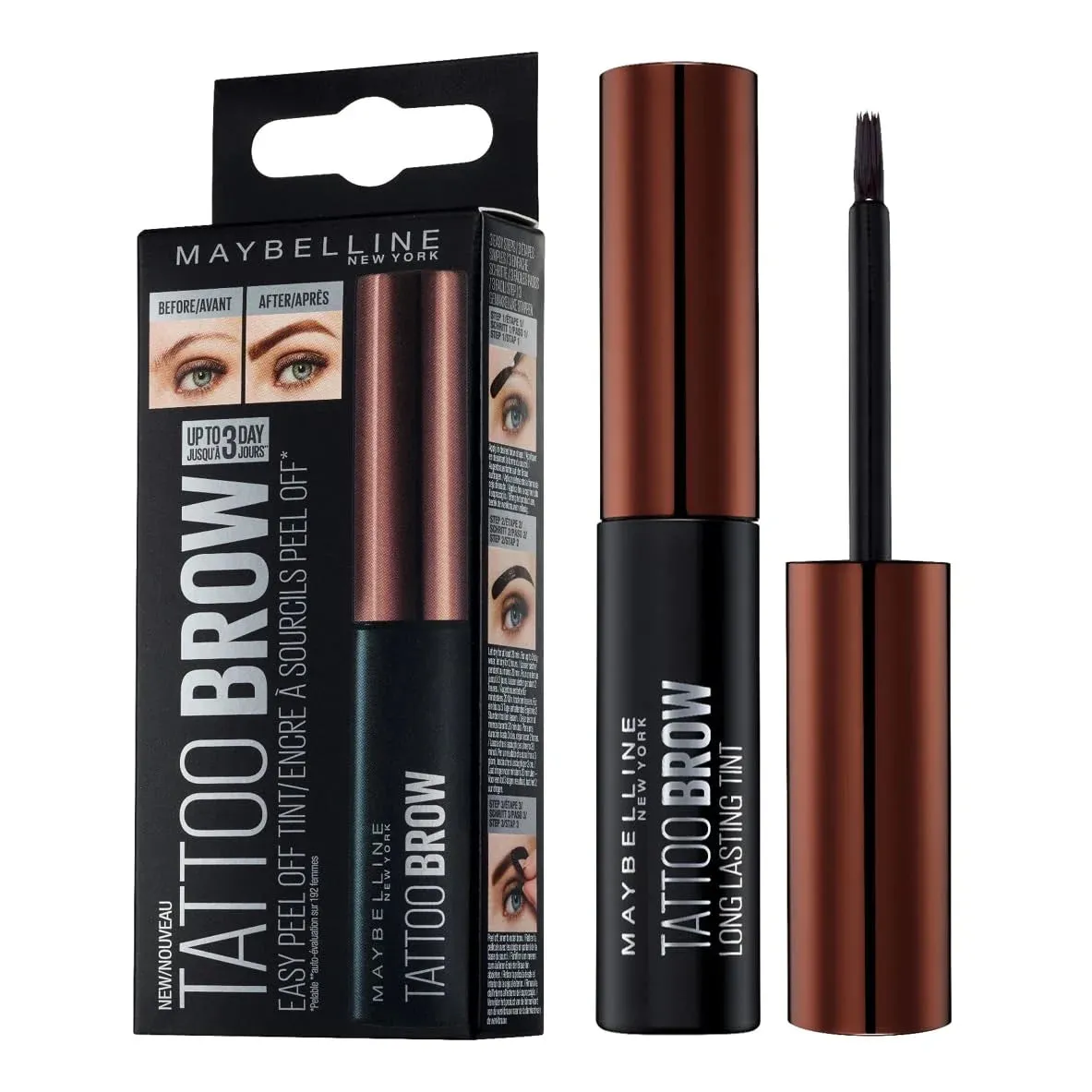 New Maybelline New York Brow Tattoo Long lasting Tint, Dark Brown, 4.9 ml