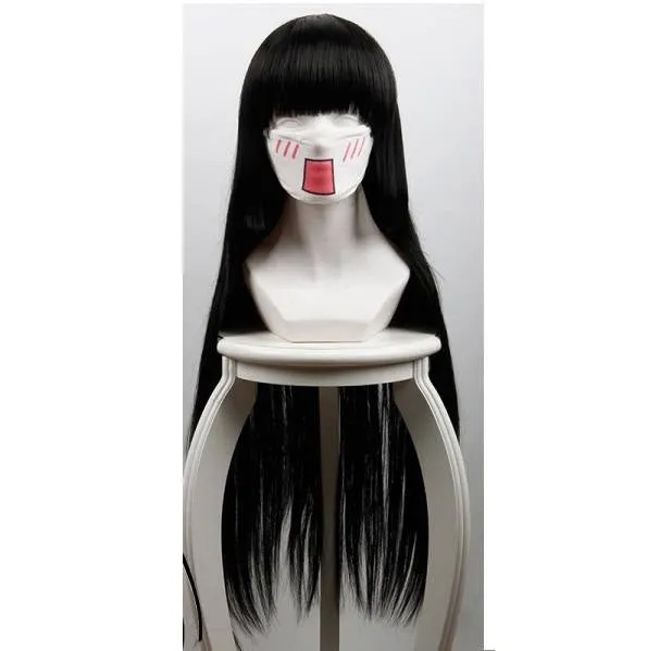 Red school meKo cosplay long Wig - Black