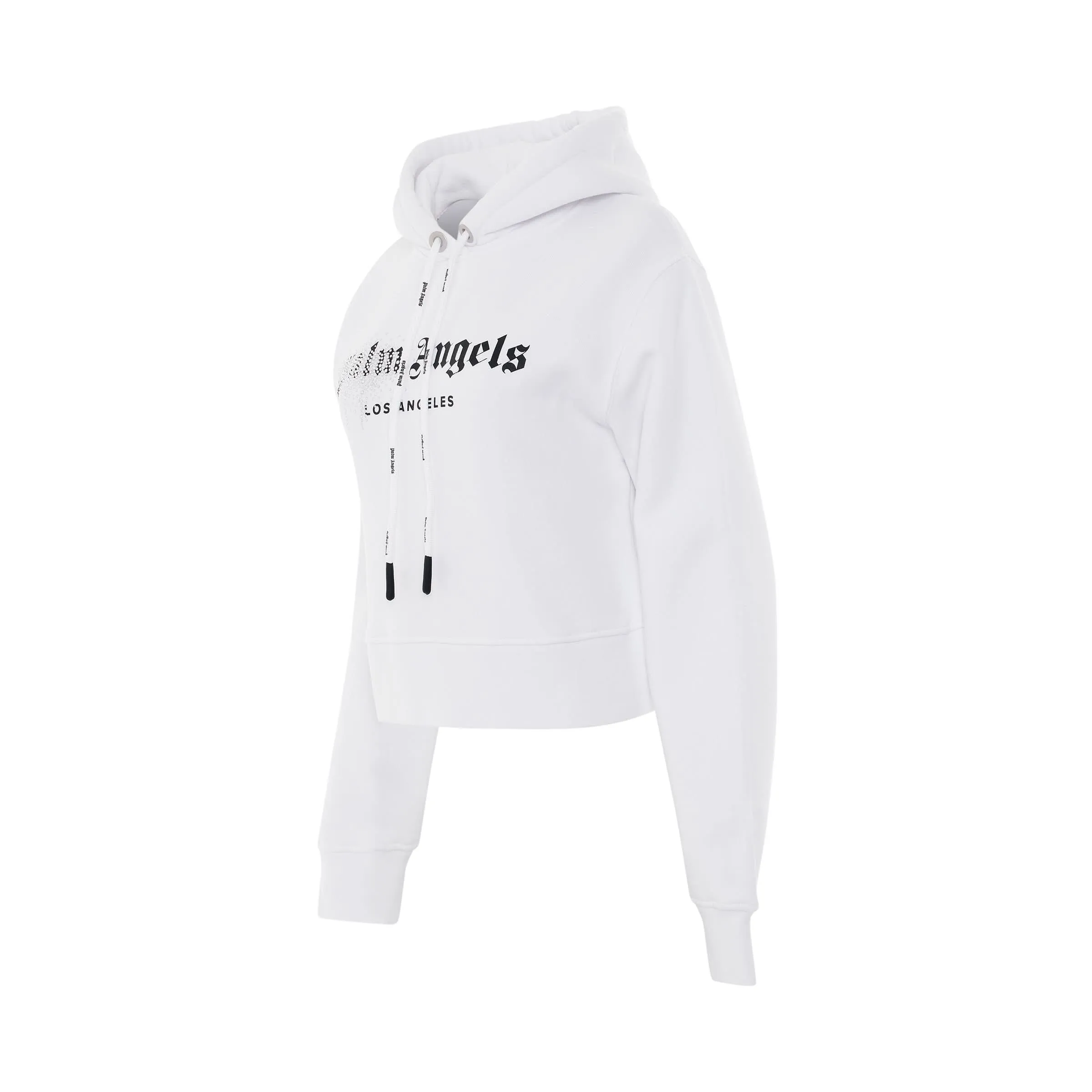 Rhinestone Spray Logo Hoodie in White