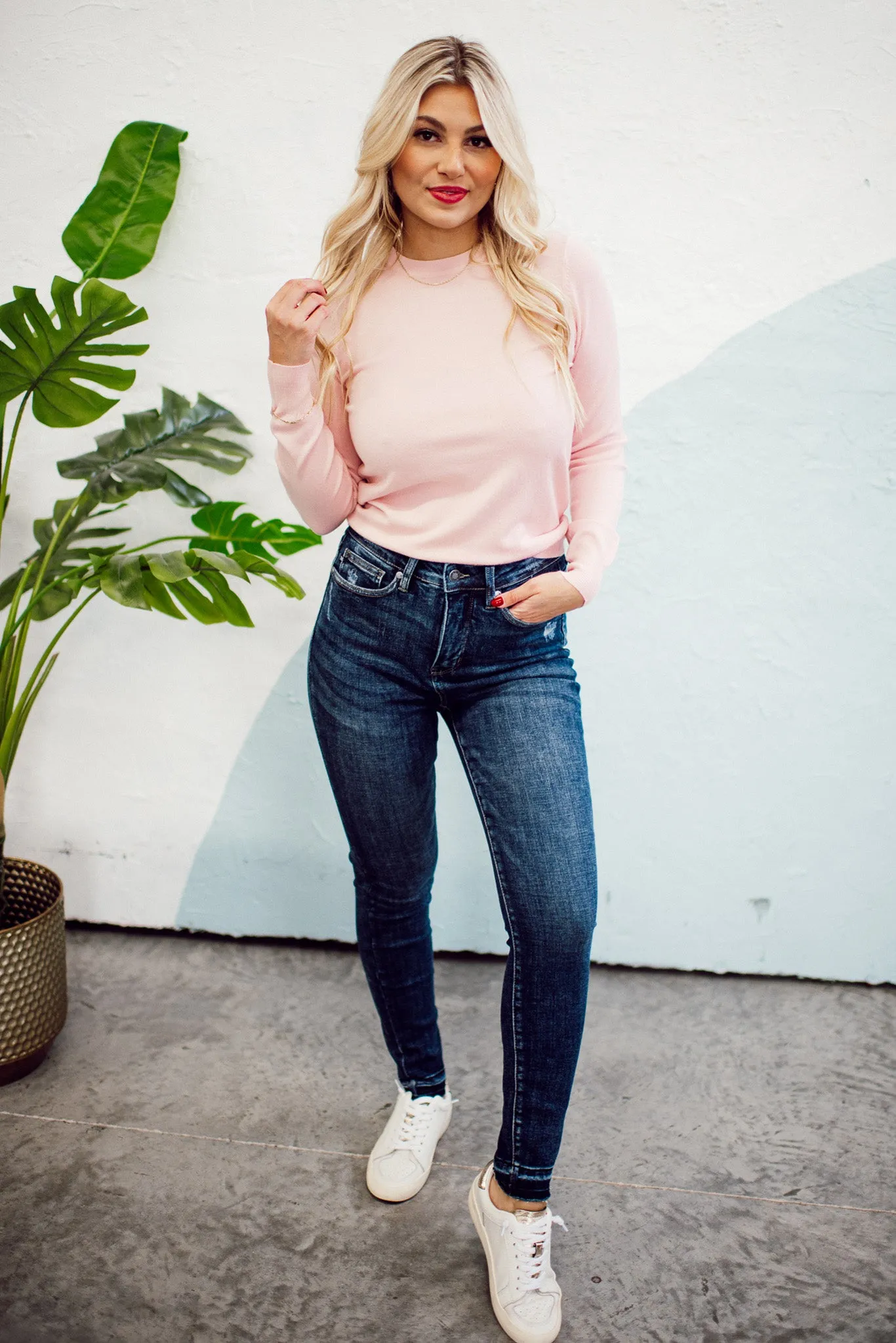 The Leni Soft Knit Sweater (Blush Pink)