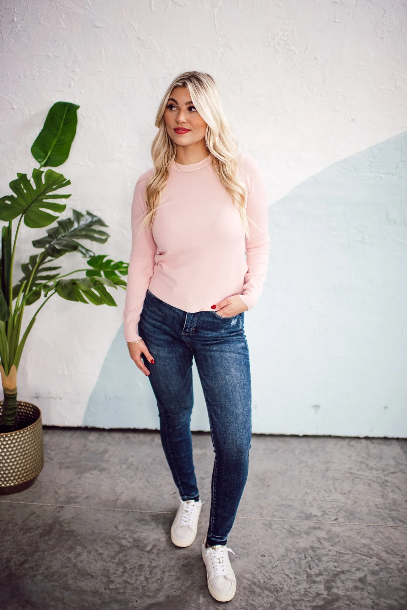 The Leni Soft Knit Sweater (Blush Pink)
